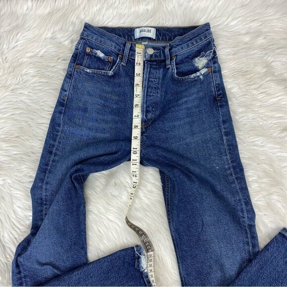 Agolde Women's Blue Riley Button-Fly Skinny‎ Mid-Rise Designer Jeans W24/L26 - Picture 11 of 13